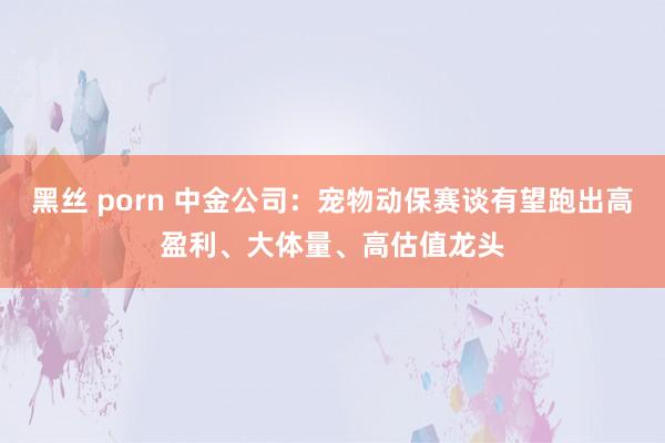 黑丝 porn 中金公司：宠物动保赛谈有望跑出高盈利、大体量、高估值龙头