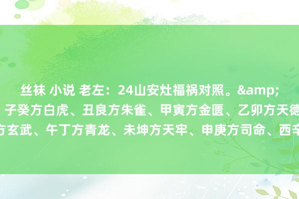 丝袜 小说 老左:24山安灶福祸对照。·1:巳丙午丁四宅:子癸方白虎、丑良方朱雀、甲寅方金匮、乙卯方天德、辰巽方玉堂、已丙方玄武、午丁方青龙、未坤方天牢、申庚方司命、西辛方勾陈、戌干方明堂、亥壬方天刑。·2..