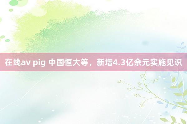 在线av pig 中国恒大等，新增4.3亿余元实施见识