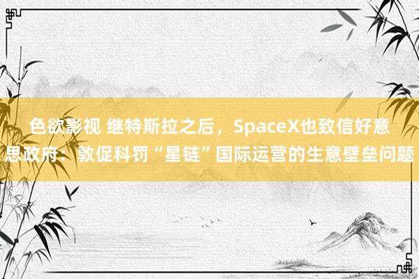 色欲影视 继特斯拉之后，SpaceX也致信好意思政府：敦促科罚“星链”国际运营的生意壁垒问题