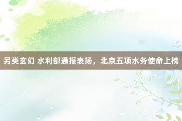 另类玄幻 水利部通报表扬，北京五项水务使命上榜