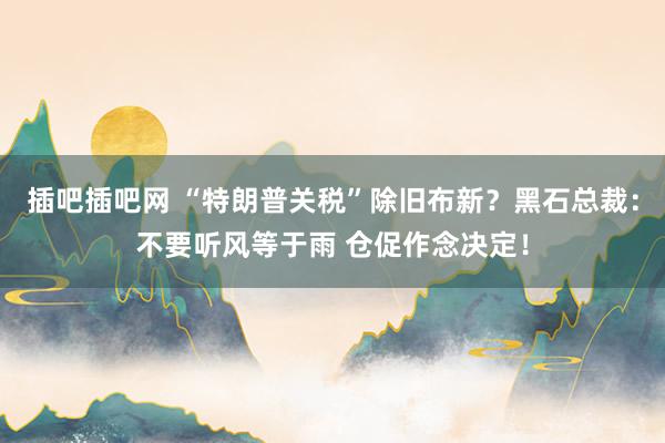 插吧插吧网 “特朗普关税”除旧布新？黑石总裁：不要听风等于雨 仓促作念决定！
