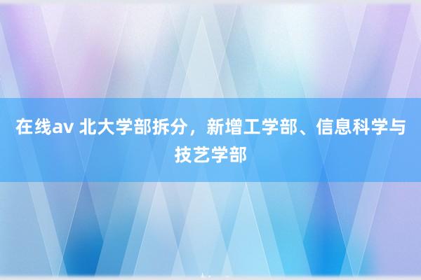 在线av 北大学部拆分,新增工学部、信息科学与技艺学部