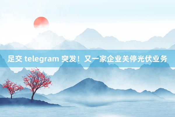 足交 telegram 突发！又一家企业关停光伏业务