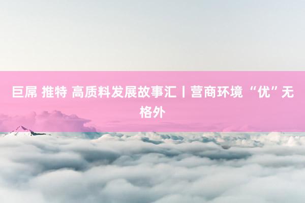 巨屌 推特 高质料发展故事汇丨营商环境 “优”无格外