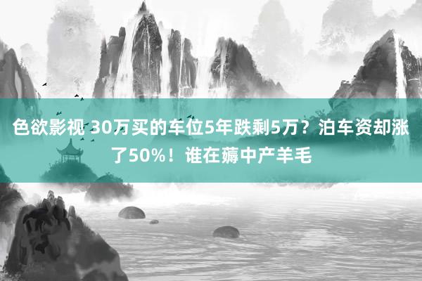 色欲影视 30万买的车位5年跌剩5万？泊车资却涨了50%！谁在薅中产羊毛