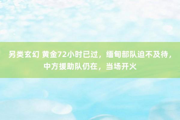 另类玄幻 黄金72小时已过，缅甸部队迫不及待，中方援助队仍在，当场开火