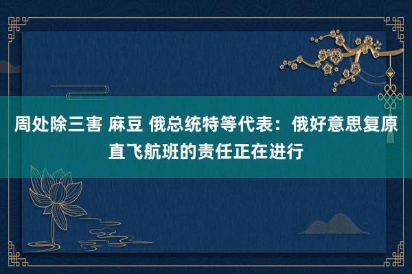 周处除三害 麻豆 俄总统特等代表：俄好意思复原直飞航班的责任正在进行