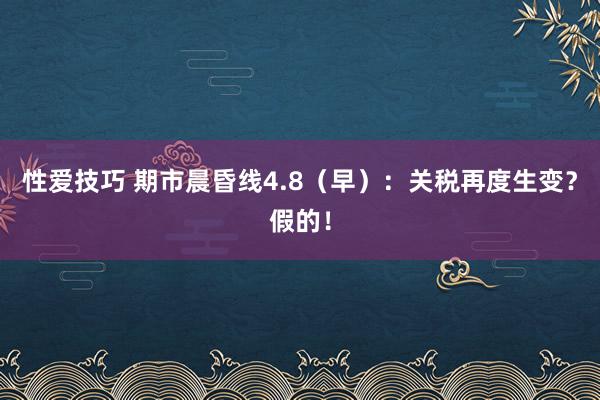 性爱技巧 期市晨昏线4.8（早）：关税再度生变？假的！