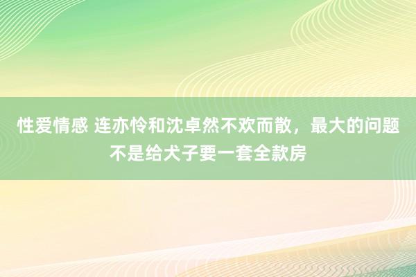 性爱情感 连亦怜和沈卓然不欢而散，最大的问题不是给犬子要一套全款房