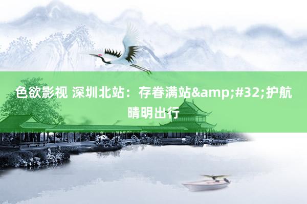色欲影视 深圳北站：存眷满站&#32;护航晴明出行