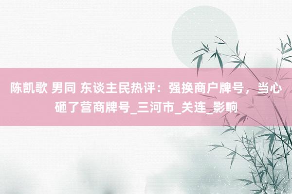 陈凯歌 男同 东谈主民热评：强换商户牌号，当心砸了营商牌号_三河市_关连_影响
