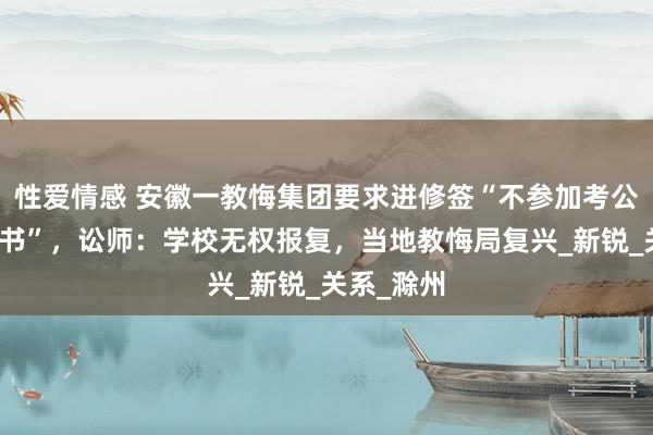 性爱情感 安徽一教悔集团要求进修签“不参加考公考编应许书”，讼师：学校无权报复，当地教悔局复兴_新锐_关系_滁州