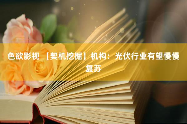 色欲影视 【契机挖掘】机构：光伏行业有望慢慢复苏
