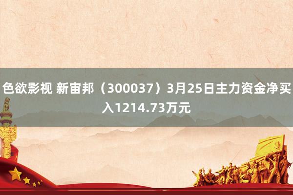 色欲影视 新宙邦（300037）3月25日主力资金净买入1214.73万元