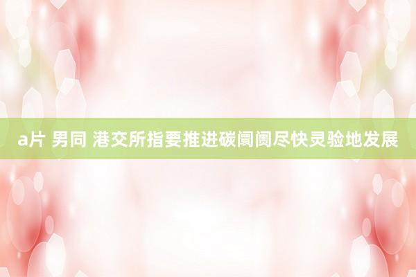 a片 男同 港交所指要推进碳阛阓尽快灵验地发展