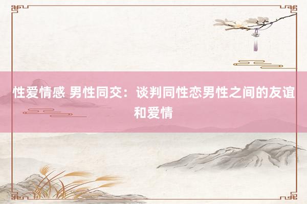 性爱情感 男性同交：谈判同性恋男性之间的友谊和爱情