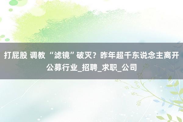 打屁股 调教 “滤镜”破灭？昨年超千东说念主离开公募行业_招聘_求职_公司