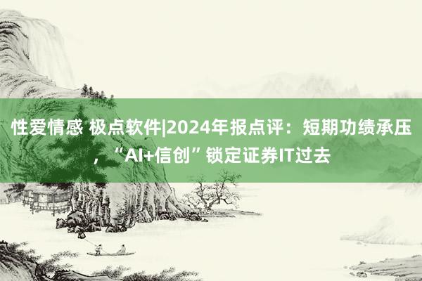性爱情感 极点软件|2024年报点评：短期功绩承压，“AI+信创”锁定证券IT过去
