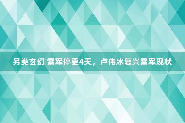 另类玄幻 雷军停更4天，卢伟冰复兴雷军现状